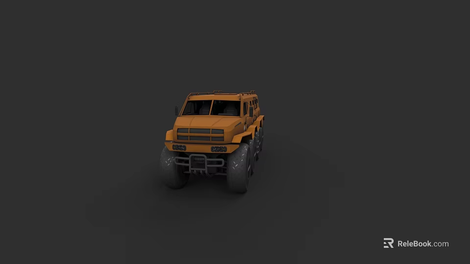 Orange Military Tank 3D Model Design With Detailed Exterior And Gray Background 3d model 