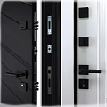 Black Striped And White Smooth Interior Door Design With Modern Handles