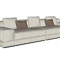 Modern Beige Fabric Multi seater Sofa With Multiple Pillows And Brown Accent Cushions 3d model