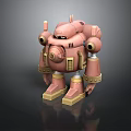 Pink Sci Fi Robot Character With Antennas Round Eyes And Mechanical Armor 3d model