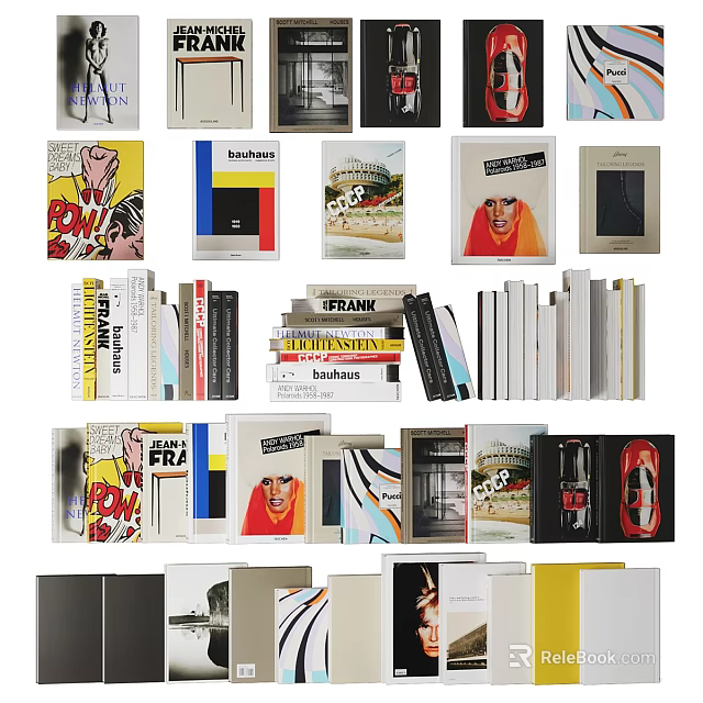 Colorful Books And Magazines Collection With Modern Covers And Stacked Design 3d model 