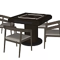 Modern Wooden Entertainment Table With Square Top Four Chairs And Decorative Center
