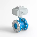Electric Actuated Ball Valve With Blue Body And Silver Actuator Flange Connections
