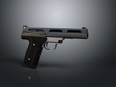 Modern Tactical Pistol With Black Grip And Silver Metal Body Design 3d model