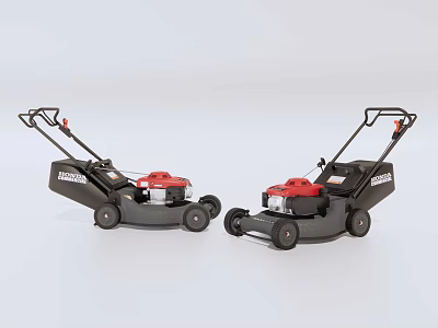 Two Gas Powered Lawn Mowers As Agricultural Equipment For Garden Maintenance 3d model