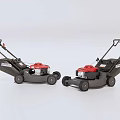 Two Gas Powered Lawn Mowers As Agricultural Equipment For Garden Maintenance