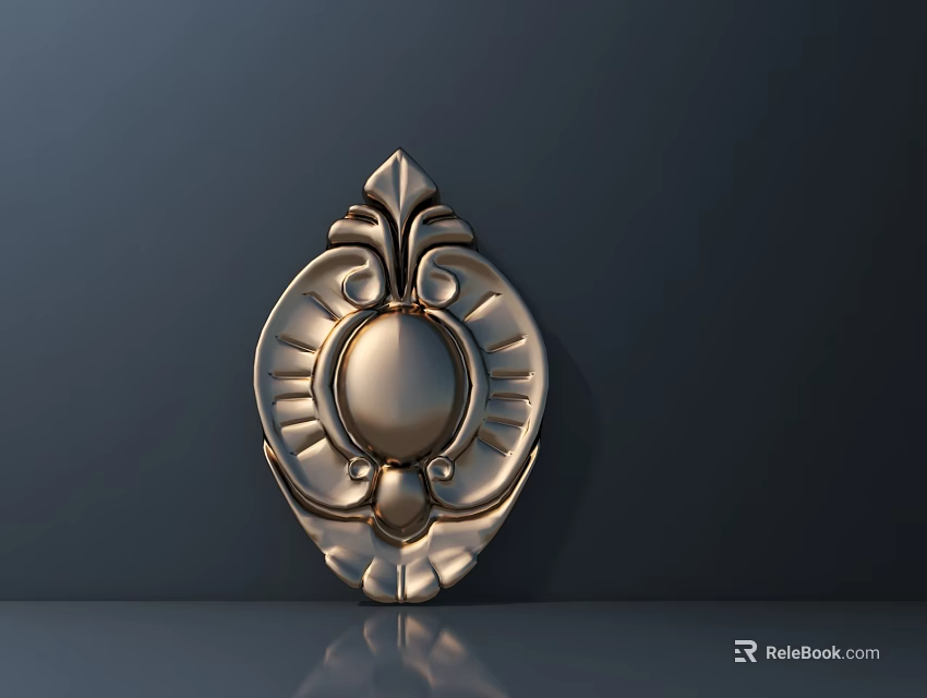 Golden Decorative Lighting Fixture Set with Intricate Ornate Patterns and Circular Design 3d model 