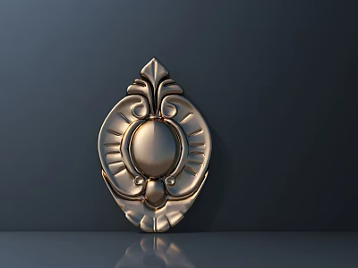 Golden Decorative Lighting Fixture Set with Intricate Ornate Patterns and Circular Design 3d model