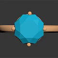 Stylish Gold Ring With Blue Polygonal Cut Gemstone Fashion Accessory