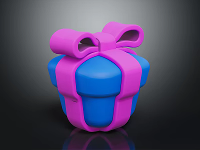 Stylish Blue Gift Box With Pink Bow And Decorative Ribbon For Daily Use 3d model