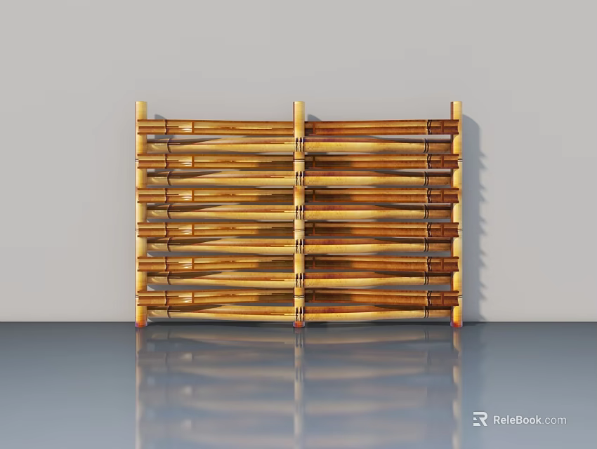 Elegant Wooden Hinged Door With Slatted Design For Modern Interior Spaces 3d model 