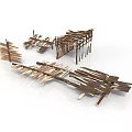 Wooden Stick Scene Components Constructed With Framework Structures For Scenery 3d model