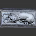 Artistic Lion Sculpture Carving In White Marble With Detailed Mane And Stone Base
