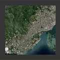 3D Model of Landscape Architecture with Green Mountains Urban Layout and Coastal Waters