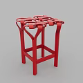 Stylish Red Single Chair Featuring Modern Crossed Structural Frame Design