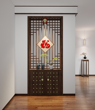 New Chinese-style Entrance Partition 3d model