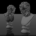 Two Classical White Marble Bust Sculptures With Intricate Human Head Carving And Pedestal Base