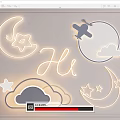 Cute Kids Room Wall Decor With Moon Stars Airplane Clouds And Hi Lettering