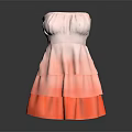 Stylish Strapless Gradient Color Dress With Layered Ruffled Skirt Design Elegant Evening Wear