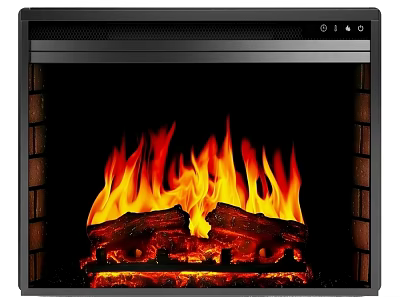 Modern Fireplace With Realistic Flames And Brick Interior Design 3d model
