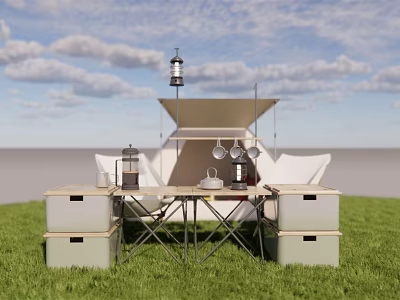 Modern tent camping atmosphere 3d model