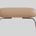 Modern Contemporary Light Brown Footstool With Upholstered Cushion And Metal Legs