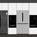 Modern Kitchen Refrigerators And Freezers With Stainless Steel And Black Finishes