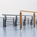 Modern Metal Railings With Horizontal Bars And Orange Handrail In Indoor Setting