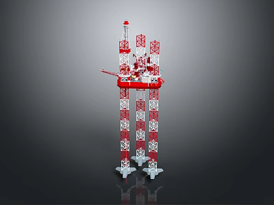 Red White Industrial Tower Equipment With Multi Level Structure And Support Base 3d model