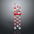 Red White Industrial Tower Equipment With Multi Level Structure And Support Base