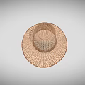 Brown Woven Straw Hat with Wide Brim and Textured Design 3d model