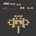 Intricate Castle Model With Multiple Towers Stone Walls And Arched Gates For Decorative