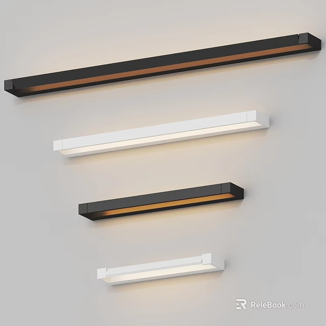 Modern Black and White Wall Lamps with Sleek Design and LED Illumination Mounted on Wall 3d model 