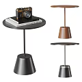 Modern Minimalist Side Table Design With Round Top Conical Base And Camera Books 3d model