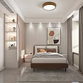 Modern Children's Room Interior With Rabbit Ceiling Lamp Moon Mirror And Toy Shelf