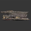 Futuristic Building Model with Multi Layered Rock Structures Round Architecture Lower Platform and Detailed Components
