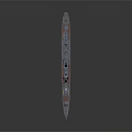 Vintage Naval Warship 3D Model with Gray Hull Orange Bottom Masts and Smokestacks