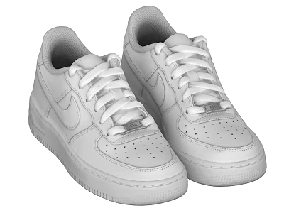 Classic White Comfortable Sneakers With Laces Perforations And Rubber Sole 3d model