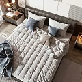 Modern Background Double Bed Double Bed 3d model