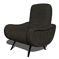 Modern Gray Fabric Single Sofa With Curved Armrests And Black Legs 3d model