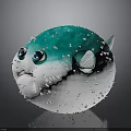 Cute Blue And White Puffer Fish With Big Eyes And Spikes