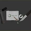 First Aid Emergency Kit With Walkie Talkie Flashlight Green Canteen Knife And Keys