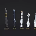 Space Rocket Models Collection Featuring Ariane 5 Falcon 9 Soyuz And GSLV Types 3d model