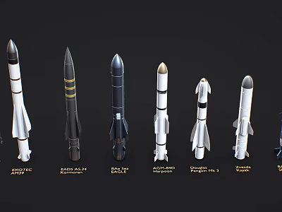 Space Rocket Models Collection Featuring Ariane 5 Falcon 9 Soyuz And GSLV Types 3d model