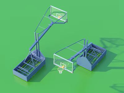 Basketball Hoops Sports Equipment With Metal Frame Backboard And Stable Base 3d model