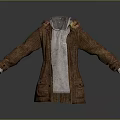 Brown Fashionable Long Sleeve Coat With Gray Hoodie For Casual Wear