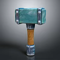 Professional Heavy Duty Hammer with Wooden Handle and Green Metal Head