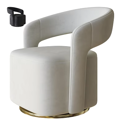 Modern Single Sofa With Curved Armrest And Velvet Upholstery Gold Metal Legs 3d model