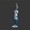 Stylish Cartoon Rabbit Character With Long Ears Blue T shirt Pants Sneakers And Necklace