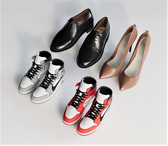 Modern Shoes Sneakers sneaker Leather Shoes High Heels 3d model